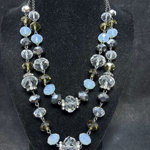 Vintage Crown Trifari Double Strand Faceted Glass Necklace (4256-1,2)